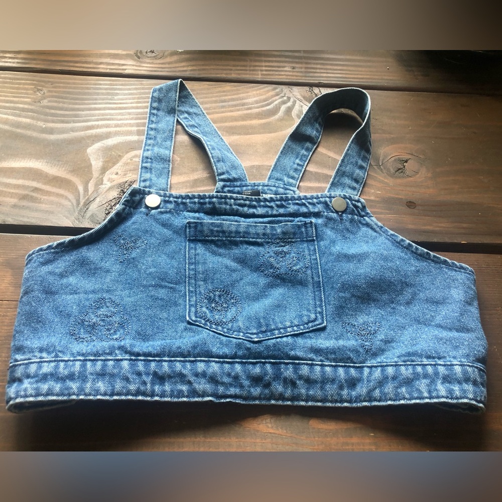 Cider Blue Denim Overall style crop